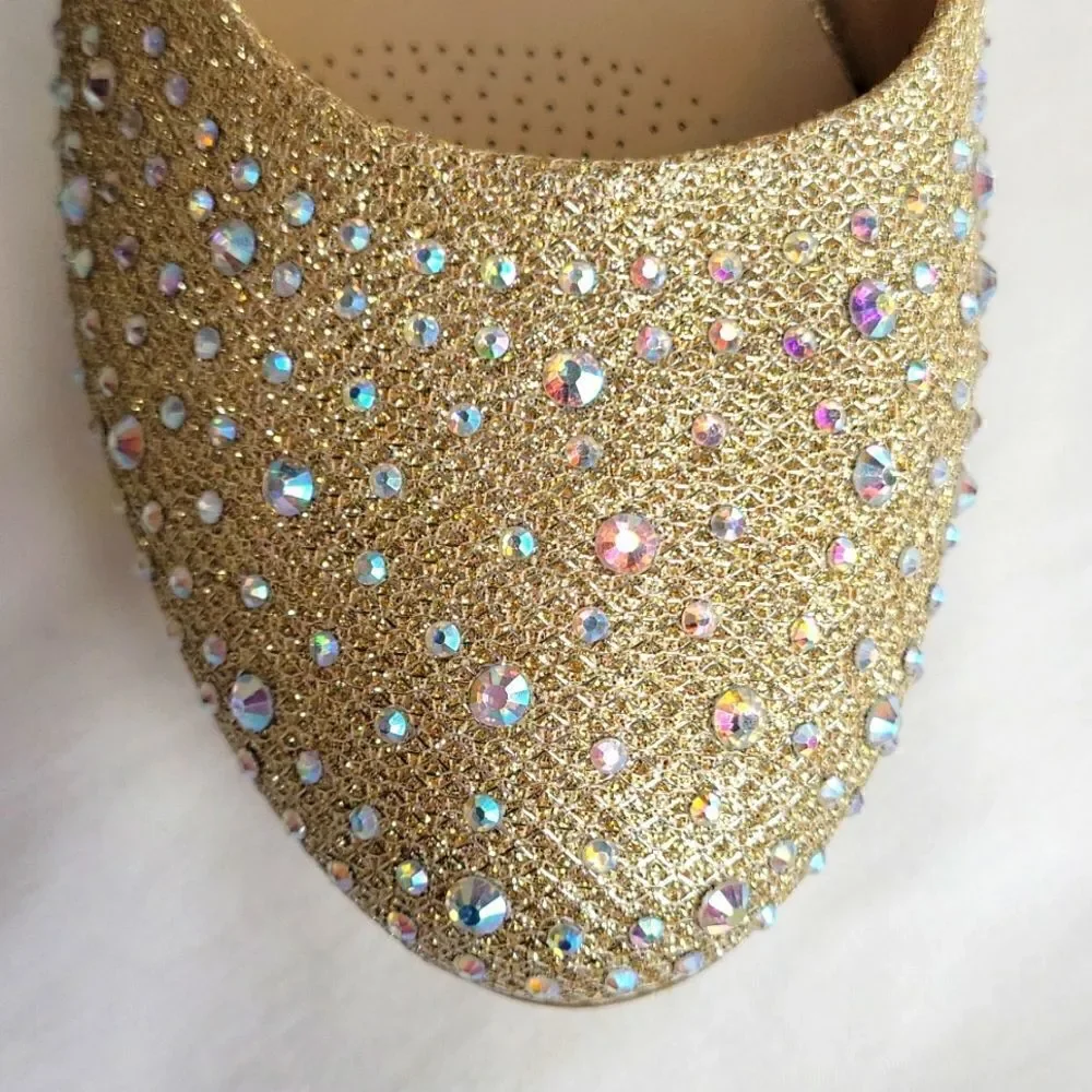 Forever. Amazon Purchase. Champagne/Gold Rhinestones. Wedge. Size 8.5. NWOT